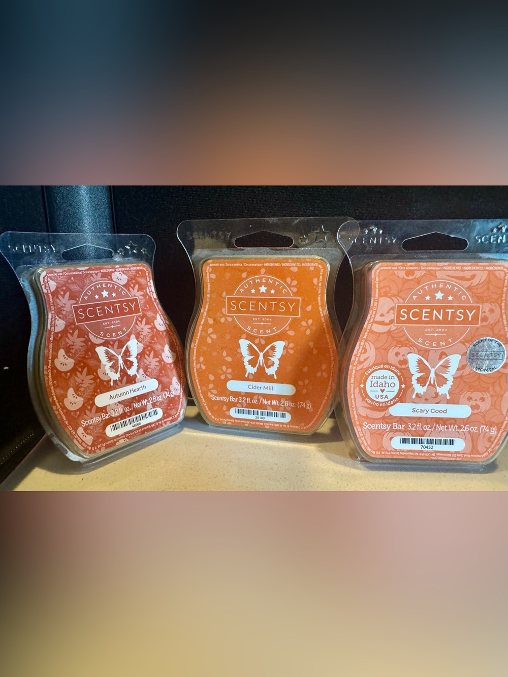 Scentsy Orange Wax Bar Trio - Autumn Hearth, Cider Mill, Scary Good